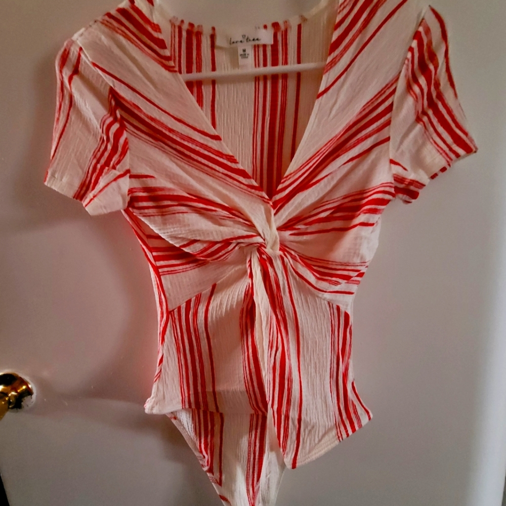 Red and white striped bodysuit